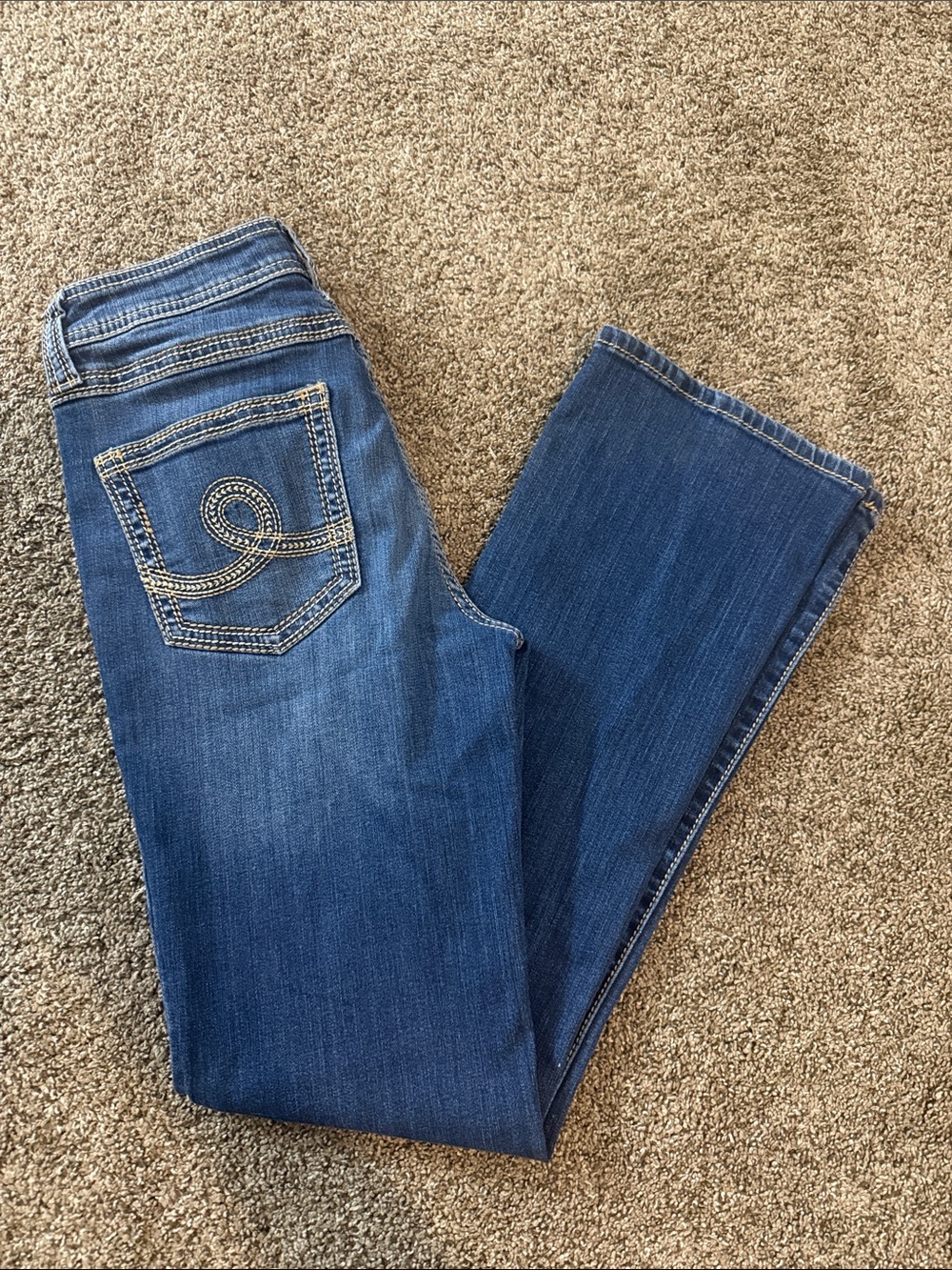 Seven7 Women's Dark Blue Boot Cut Jeans with Embroidered Back Pocket